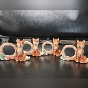 Fitz&Floyd 1990 Reynard The Fox Set Of 4 Napkin Rings